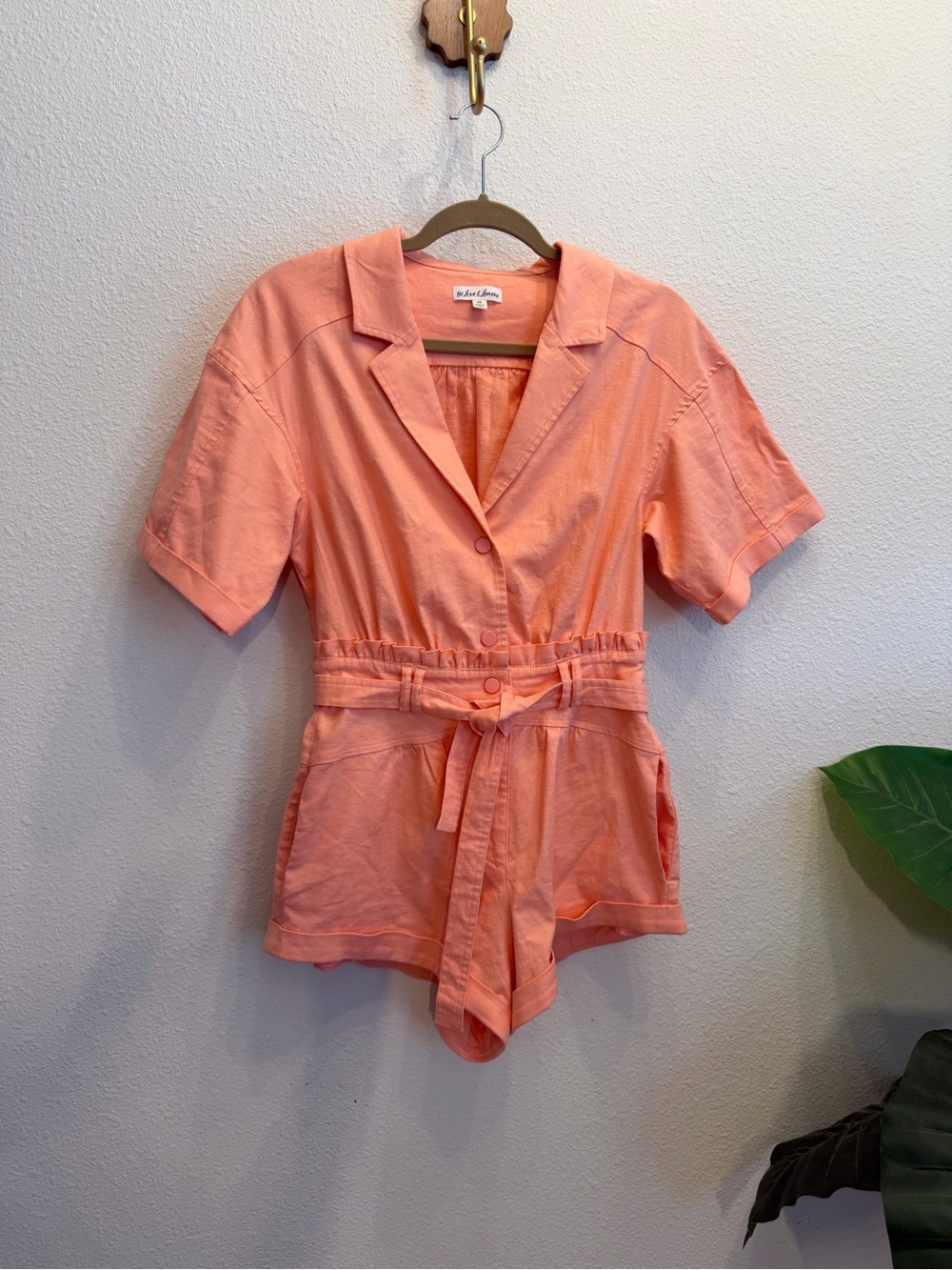 For Love & Lemons Millie Linen-Blend Romper | Size XS